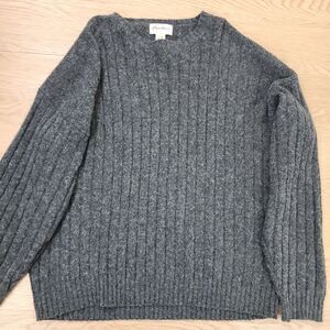 Eddie Bauer Wool Blend Sweater Mens XXL Gray V Neck Chunky Vintage Knit EUC